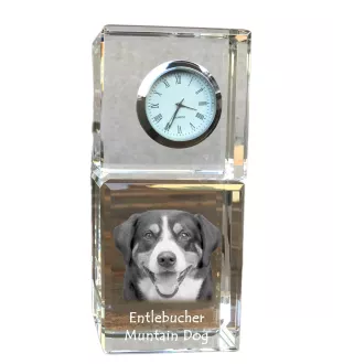 Bouvier de l'Entlebuch - montre en cristal avec photo, photo de chien dans un cristal, horloge de bureau personnalisée de la marque Art-Dog
