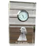 Setter anglais, Setter laverack - une horloge en verre avec une photo, une photo de chien dans un cristal, une horloge de bureau personnalisée de la marque Art-Dog