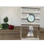Setter anglais, Setter laverack - une horloge en verre avec une photo, une photo de chien dans un cristal, une horloge de bureau personnalisée de la marque Art-Dog