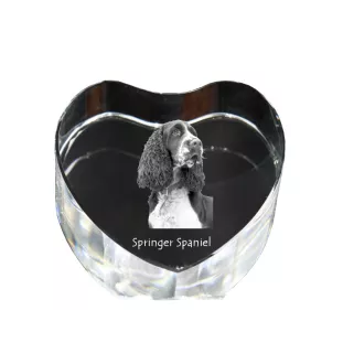 English Springer Spaniel - a photo of a dog in crystal, crystal heart, unique photo frame from the Art-Dog brand