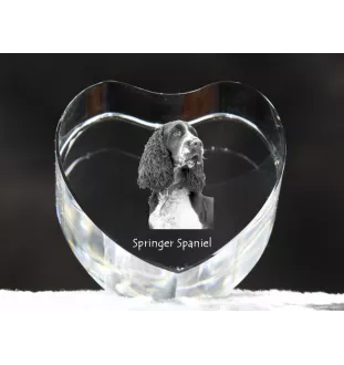 English Springer Spaniel, Springer anglais - une photo de chien dans un cristal, un cœur en cristal, un cadre photo exceptionnel de la marque Art-Dog