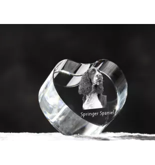English Springer Spaniel - a photo of a dog in crystal, crystal heart, unique photo frame from the Art-Dog brand