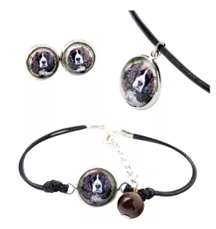 English Springer Spaniel - a set of jewelry in a box, necklace, earrings, bracelet, products from the Art-Dog brand