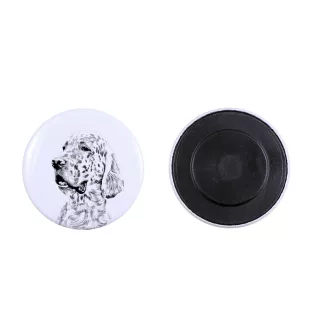 English Setter, Englischer Setter Magnet mit einem Hundepfotenabdruck, außergewöhnlich leicht, starker Magnet, handgefertigtes Produkt der Marke Art-Dog