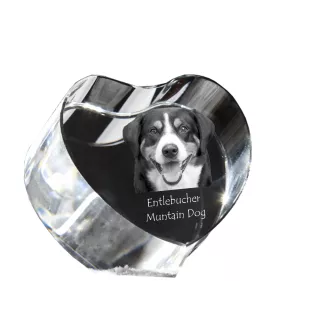 Entlebucher Sennenhund - Hundebild im Kristall, Kristallherz, einzigartiger Bilderrahmen der Marke Art-Dog