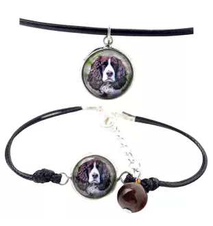 English Springer Spaniel - a set of jewelry with your photo, handmade set, bracelet and necklace by Art.-Dog brand