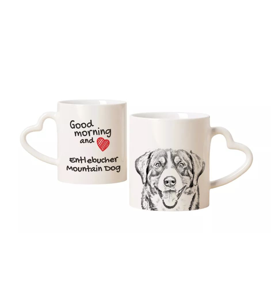 Entlebucher Mountain Dog, Entelbuch Cattle Dog - cup with a dog, adorable cup with a heart-shaped handle, universal gift from the Art-Dog brand