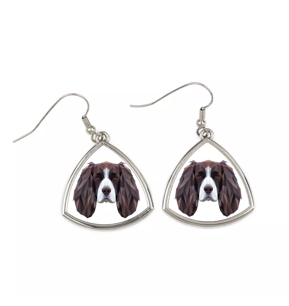 English Springer Spaniel - earrings with a picture and the inscription geometric dog Art-Dog
