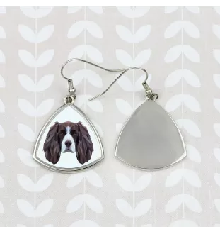 English Springer Spaniel - earrings with a picture and the inscription geometric dog Art-Dog