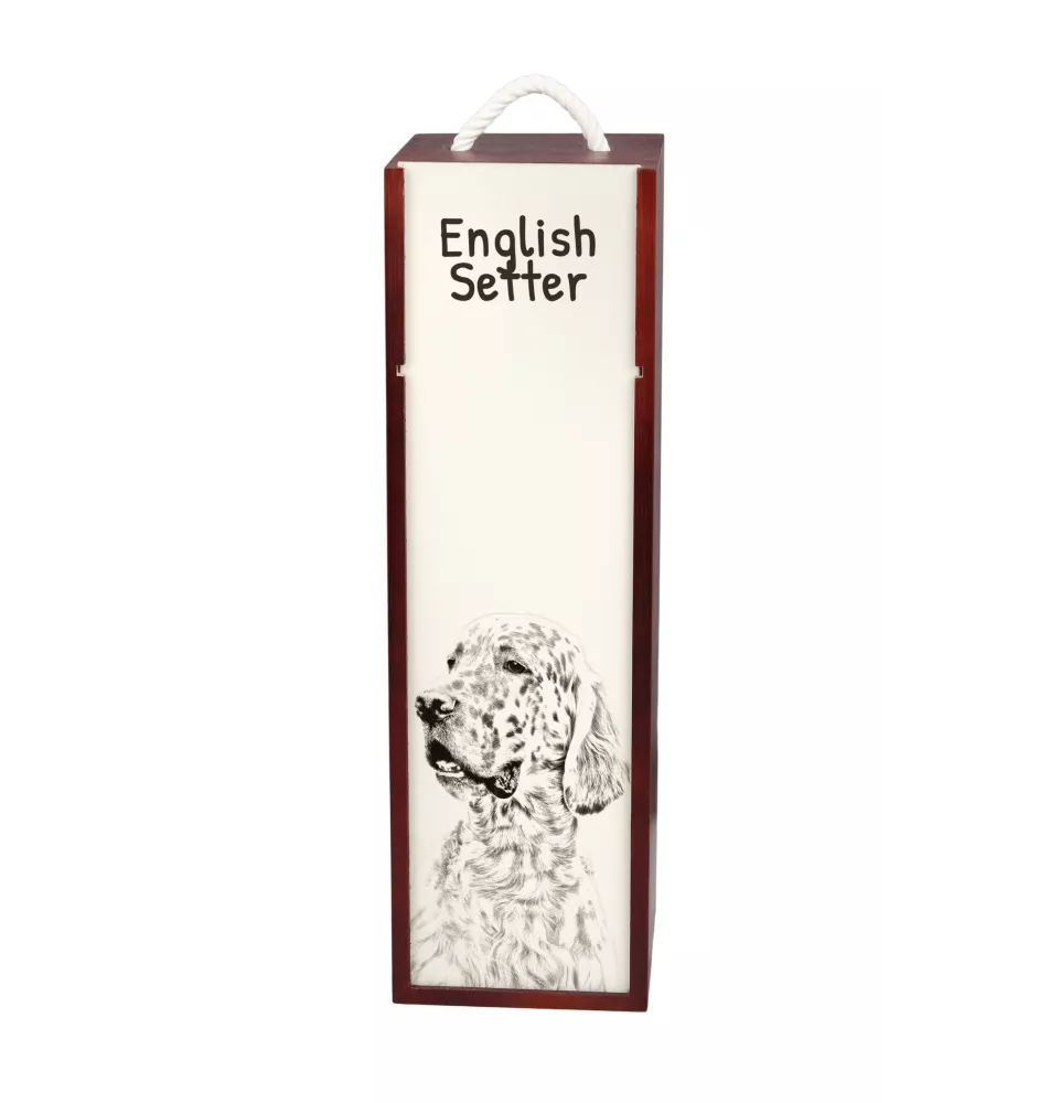 English setter, Lawerack, Laverack - wine box with a dog, alcohol box with graphics, personalized gift box from the Art-Dog brand