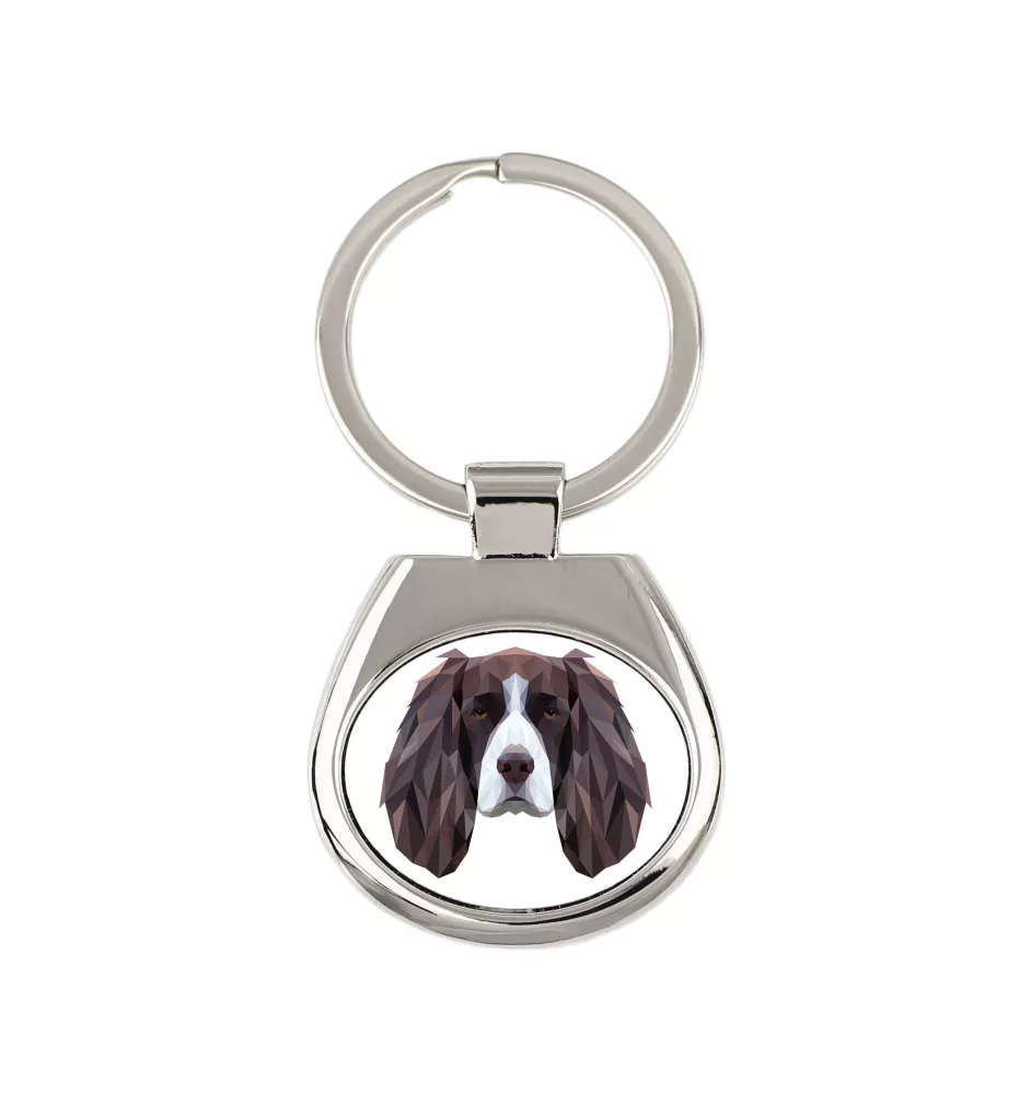 English Springer Spaniel - geometric keychain with a photo and the inscription Art-Dog