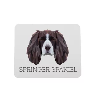 English Springer Spaniel - geometrisches Mauspad mit Bild und Aufschrift von Art-Dog