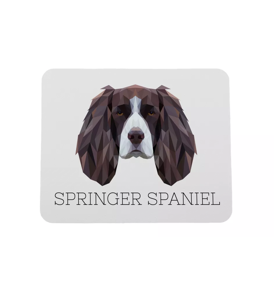 English Springer Spaniel - geometrisches Mauspad mit Bild und Aufschrift von Art-Dog
