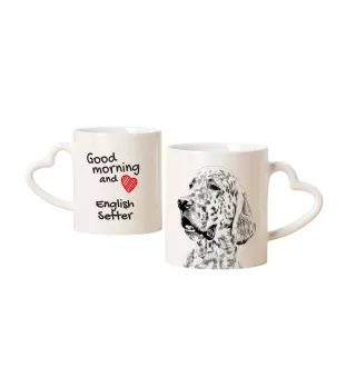 English setter, Lawerack, Laverack - cup with a dog, adorable cup with a heart-shaped handle, universal gift from the Art-Dog brand