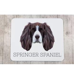 English Springer Spaniel - geometrisches Mauspad mit Bild und Aufschrift von Art-Dog