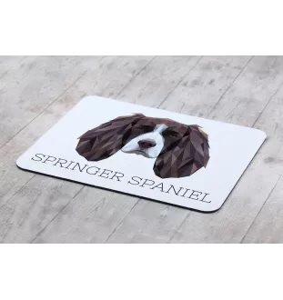 English Springer Spaniel, Springer anglais - tapis de souris géométrique avec photo et inscription Art-Dog