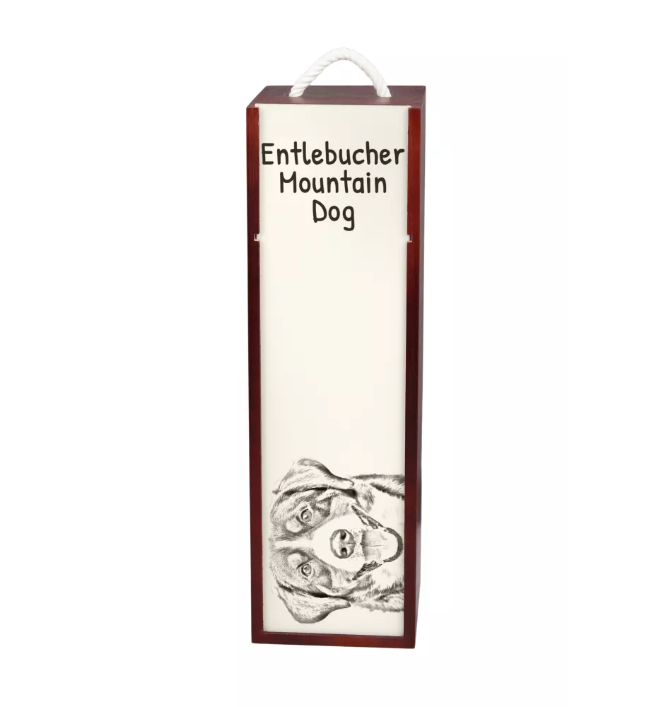 Entlebucher Mountain Dog, Entelbuch Cattle Dog - wine box with a dog, alcohol box with graphics, personalized gift box from the Art-Dog brand