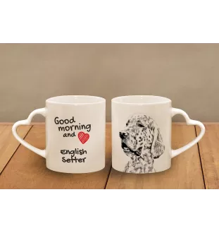 English Setter, Englischer Setter - Tasse mit Hund, entzückende Tasse mit herzförmigem Henkel, universelles Geschenk der Marke Art-Dog