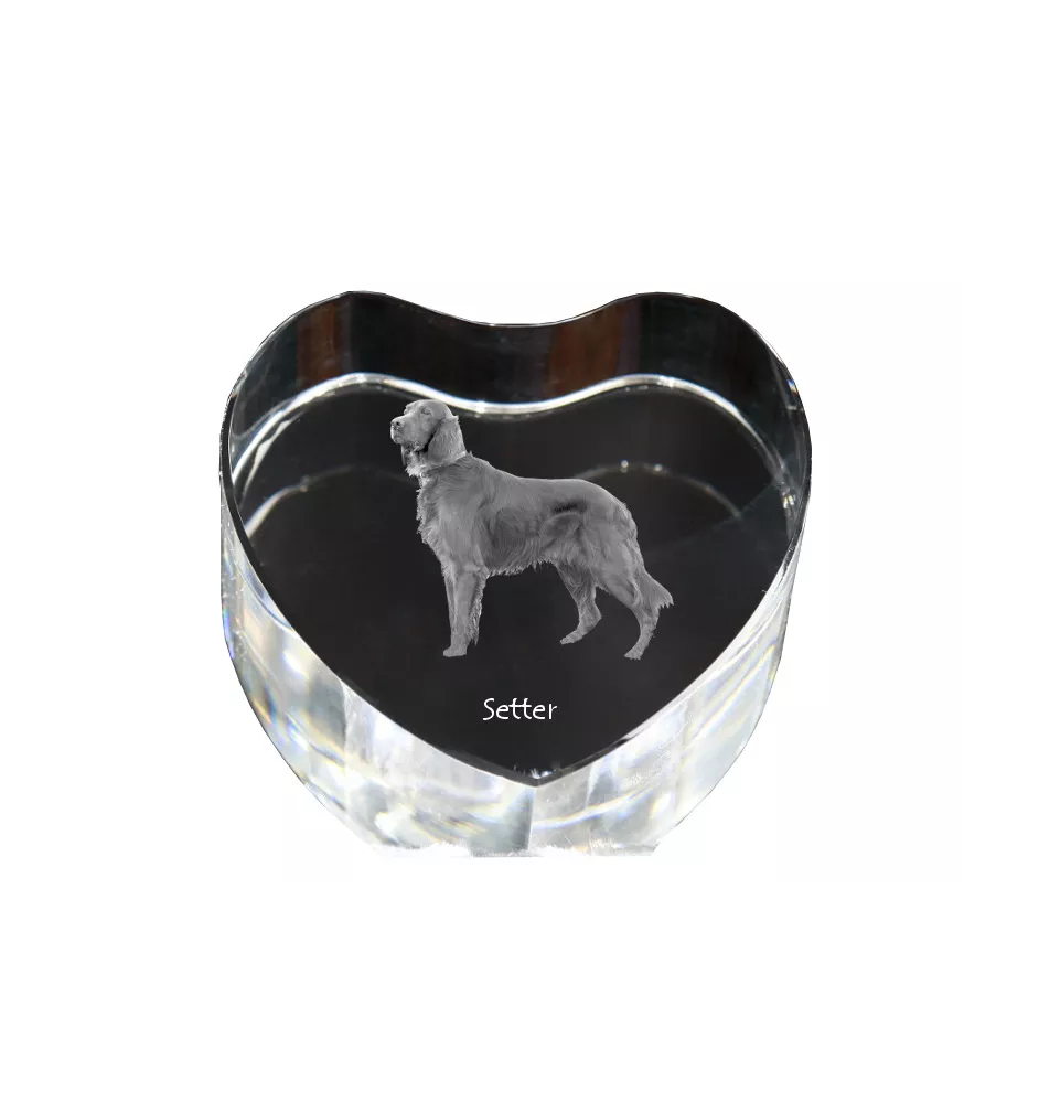 Setter anglais, Setter laverack I - une photo de chien dans un cristal, un cœur en cristal, un cadre photo exceptionnel de la marque Art-Dog