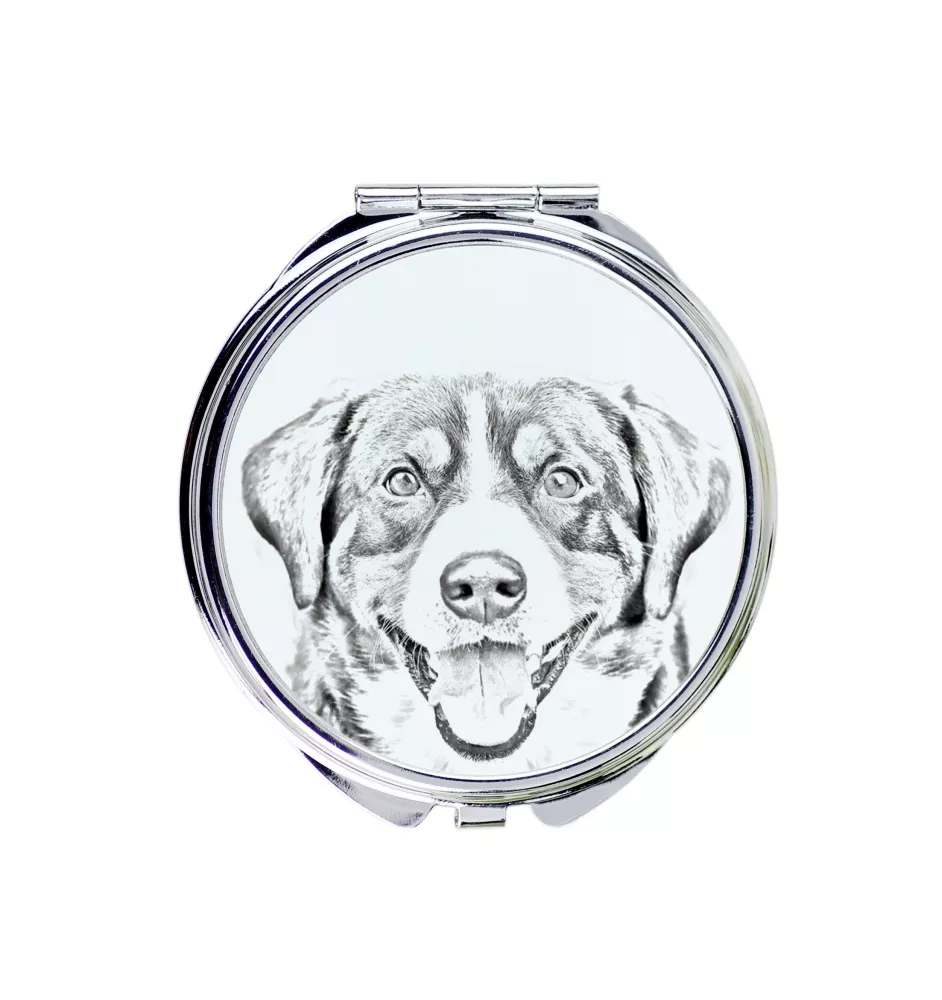 Entlebucher Sennenhund - Taschenspiegel mit Hund, personalisierter Taschenspiegel, kompakter Spiegel mit Art-Dog-Logo