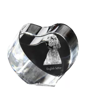 English setter, Lawerack, Laverack - a photo of a dog in crystal, crystal heart, unique photo frame from the Art-Dog brand