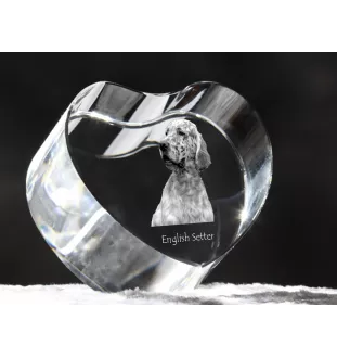 Setter anglais, Setter laverack - une photo de chien dans un cristal, un cœur en cristal, un cadre photo exceptionnel de la marque Art-Dog