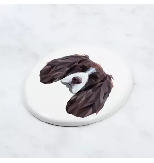 English Springer Spaniel - Fliese mit geometrischem Bild und Schriftzug der Marke Art-Dog
