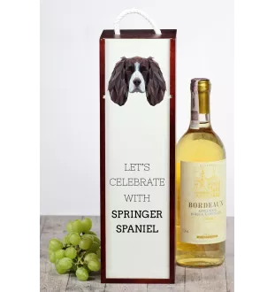 English Springer Spaniel, Springer anglais - une boîte géométrique avec une photo et un texte pour le vin de la marque Art-Dog