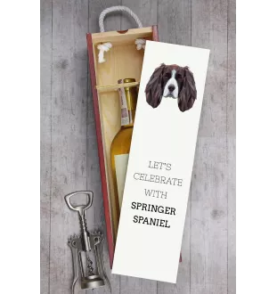 English Springer Spaniel, Springer anglais - une boîte géométrique avec une photo et un texte pour le vin de la marque Art-Dog