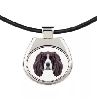 English Springer Spaniel, Springer anglais - collier avec une photo et un motif géométrique de la marque Art-Dog