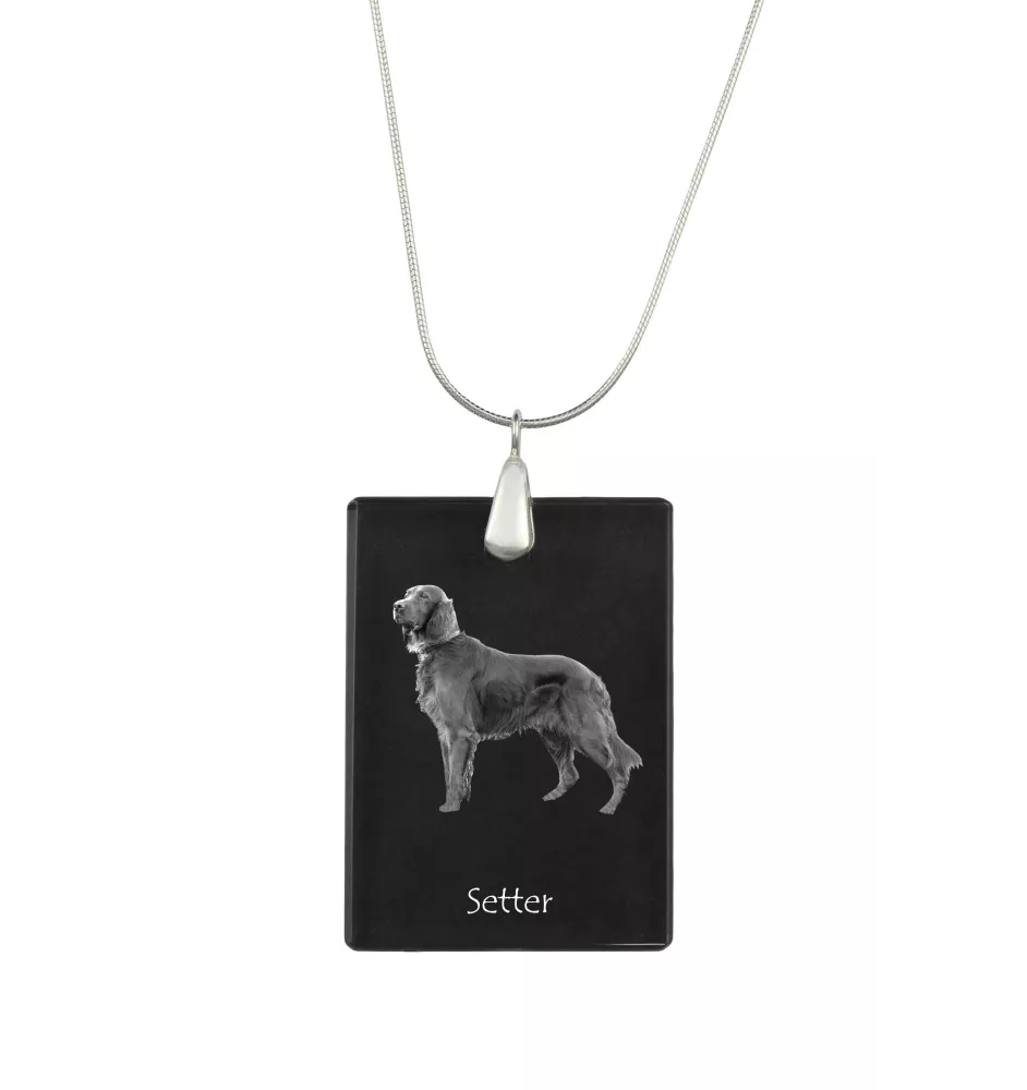 English setter, Lawerack, Laverack I - Crystal pendant with dog, silver necklace with photo, personalised pendant by Art-Dog brand