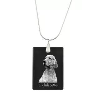 English setter, Lawerack, Laverack - Crystal pendant with dog, silver necklace with photo, personalised pendant by Art-Dog brand