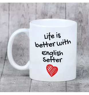 Seter angielski kubek z psem life is better Art-Dog