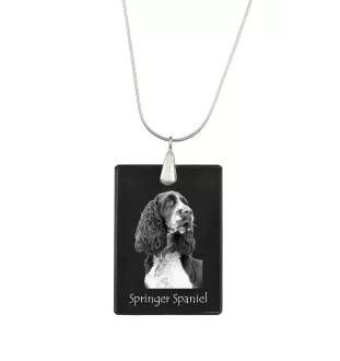English Springer Spaniel, Springer anglais - Pendentif en cristal avec chien, collier en argent avec photo, pendentif personnalisé par la marque Art-Dog