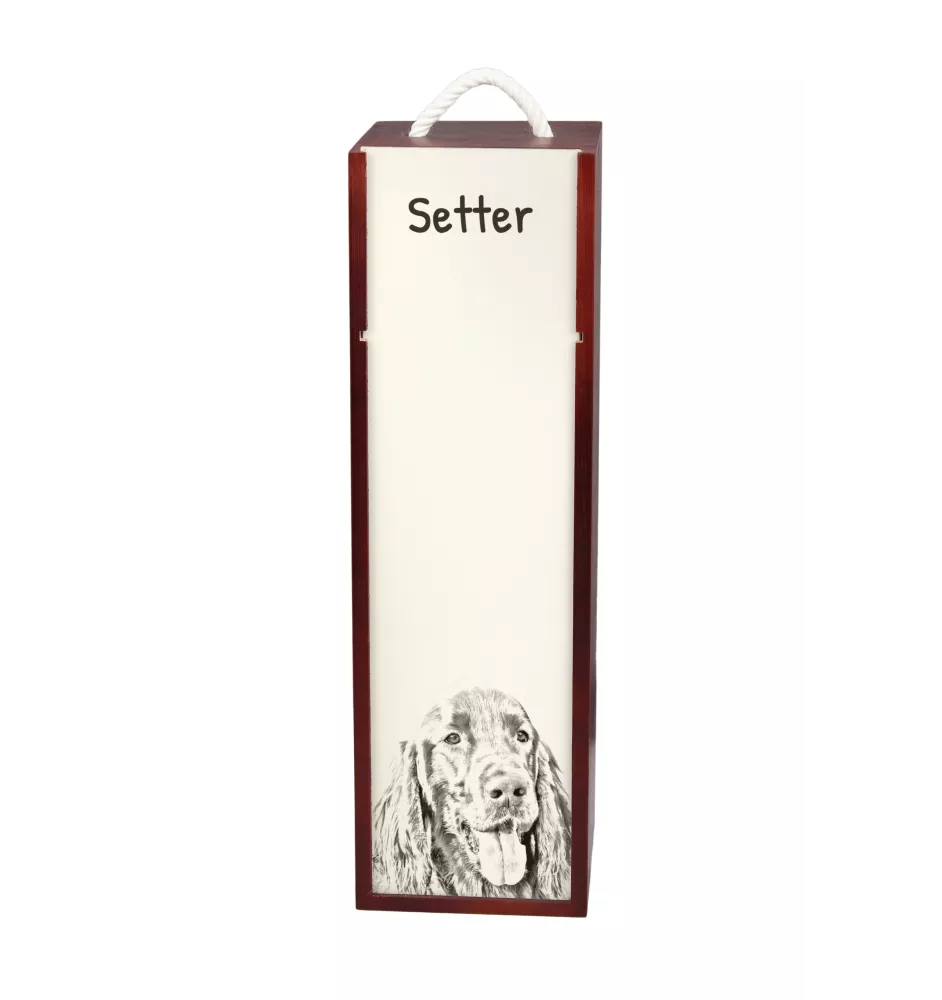 Setter anglais, Setter laverack I - boîte à vin avec chien, boîte à alcool avec graphisme, boîte cadeau personnalisée de la marque Art-Dog