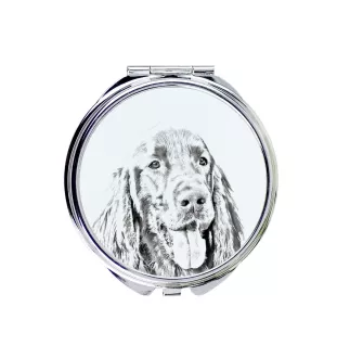 English Setter, Englischer Setter I - Taschenspiegel mit Hund, personalisierter Taschenspiegel, kompakter Spiegel mit Art-Dog-Logo