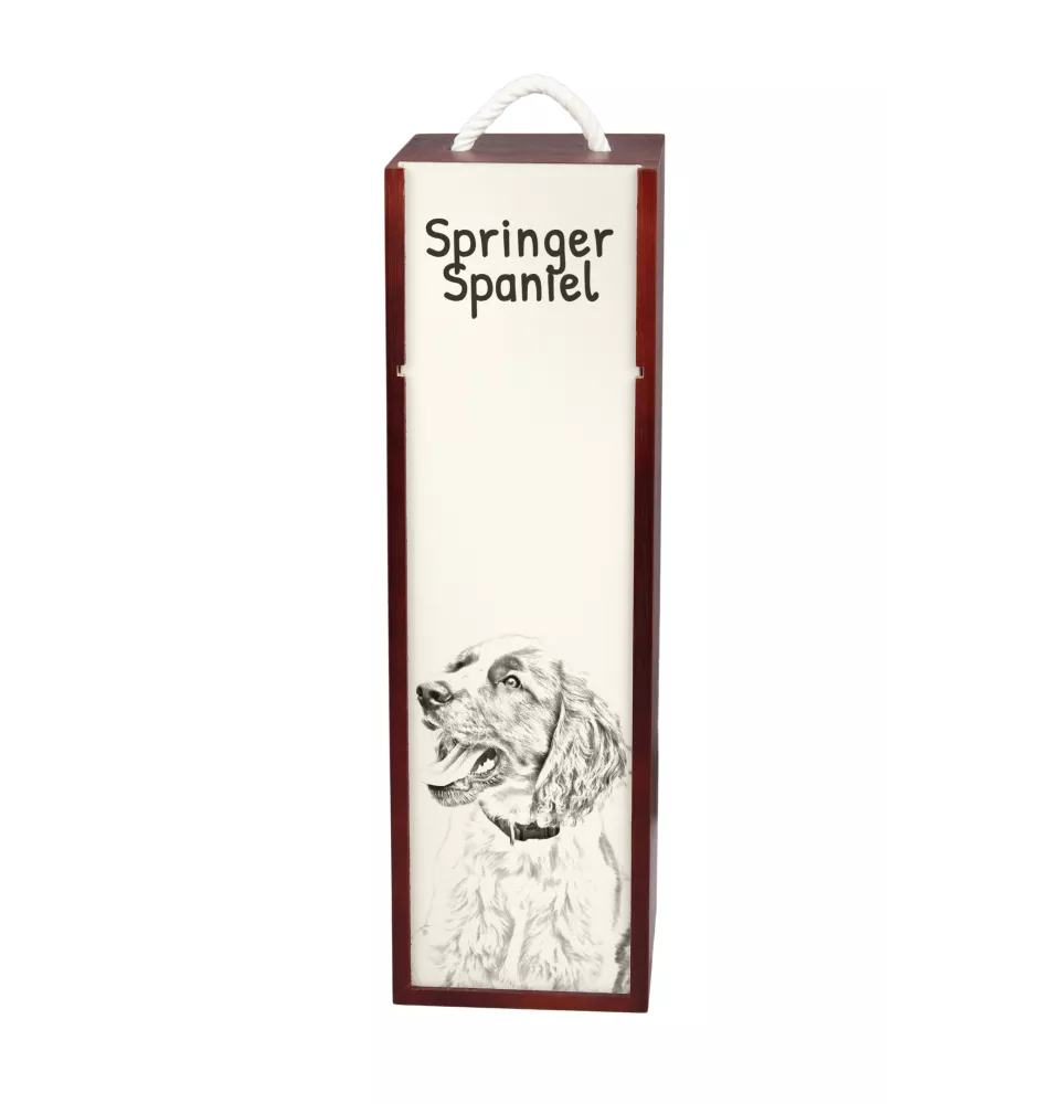 English Springer Spaniel, Springer anglais - boîte à vin avec chien, boîte à alcool avec graphisme, boîte cadeau personnalisée de la marque Art-Dog