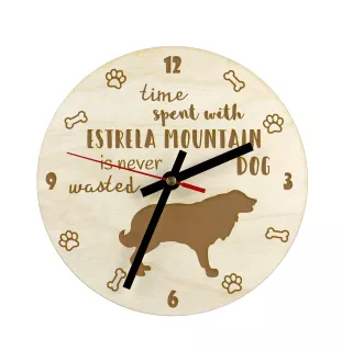 Chien de la Serra da Estrela, cão da Serra da Estrela - horloge avec chien, horloge en bois, horloge murale pour les amoureux des chiens, horloge de bureau et étagère, Art-Dog