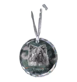 Eurasier - Kristallkugel mit Foto, Hundebild im Kristall, personalisierter Christbaumschmuck von Art-Dog.