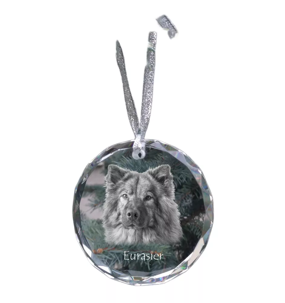 Eurasier - Kristallkugel mit Foto, Hundebild im Kristall, personalisierter Christbaumschmuck von Art-Dog.