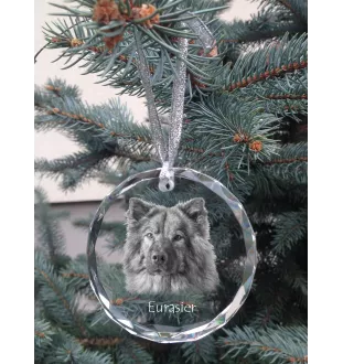 Eurasier - boule de Noël en cristal avec une photo, photo de chien dans le cristal, décoration personnalisée pour sapin de Noël de la marque Art-Dog