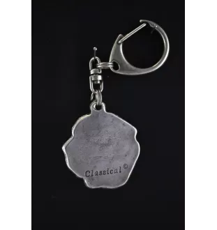 Fila Brasileiro - Silver-plated key ring with dog, handbag decoration, backpack pendant by Art-Dog brand