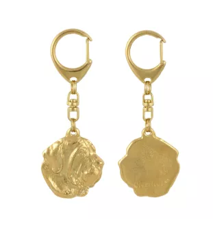 Fila Brasileiro - Gilded key ring with dog in gift box, handbag decoration, luxury accessory by Art-Dog brand