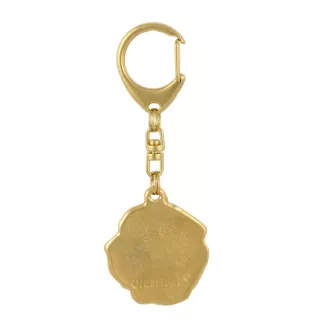 Fila Brasileiro - Gilded key ring with dog in gift box, handbag decoration, luxury accessory by Art-Dog brand