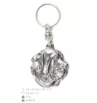 Fila Brasileiro - Silver-plated pendant with a dog in a decorative box, handbag decoration, backpack pendant by Art-Dog brand