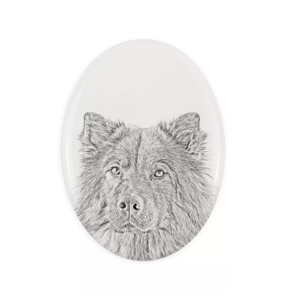 Eurasian, Eurasier - commemorative plaque with a photo of a dog, tombstone with a print, personalized oval plaque from the Art-Dog brand