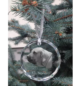 Fila Brasileiro, Brasilianischer Mastiff - Kristallkugel mit Foto, Hundebild im Kristall, personalisierter Christbaumschmuck von Art-Dog.