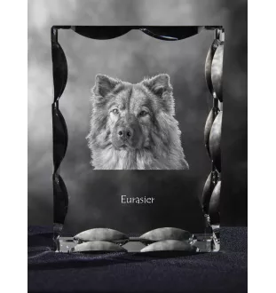 Eurasier - Kristall mit einem Hundebild, Glasstatuette mit einem Bild, einzigartiger Bilderrahmen der Marke Art-Dog