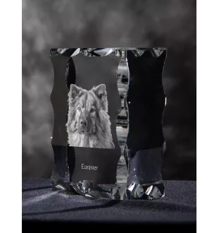 Eurasier - Kristall mit einem Hundebild, Glasstatuette mit einem Bild, einzigartiger Bilderrahmen der Marke Art-Dog