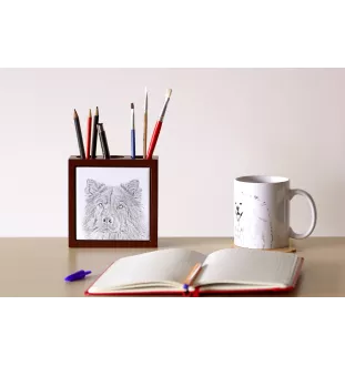 Eurasier - porte-stylo avec chien, organiseur de bureau avec impression, décoration de bureau personnalisée de la marque Art-Dog